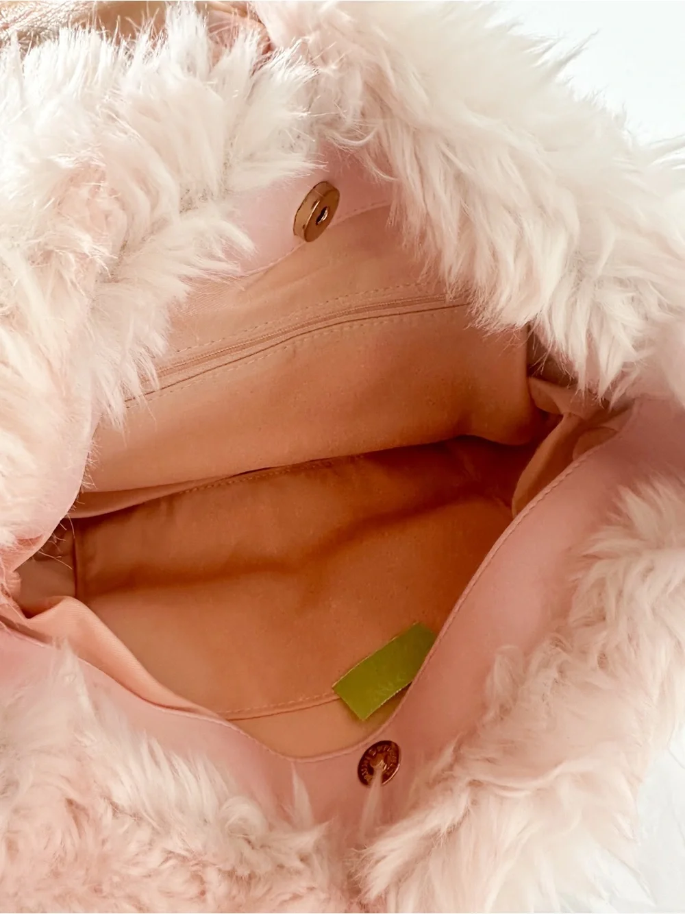 Anthropologie Faux Fur Slouchy Bucket Tote in Pink NWT